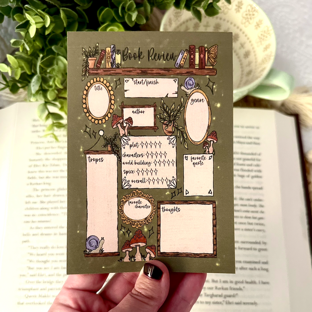 Boho Book Review Post It Notepad