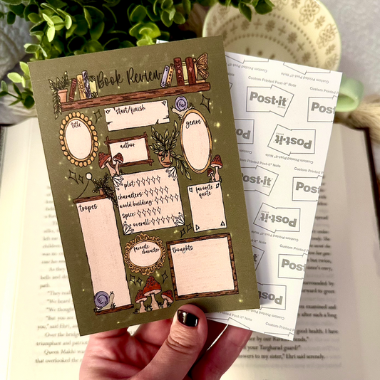 Boho Book Review Post It Notepad