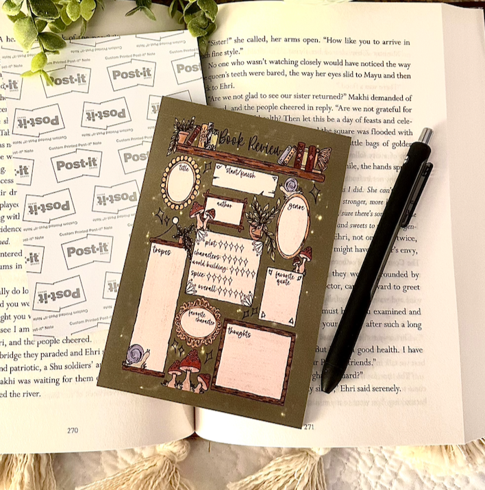 Boho Book Review Post It Notepad