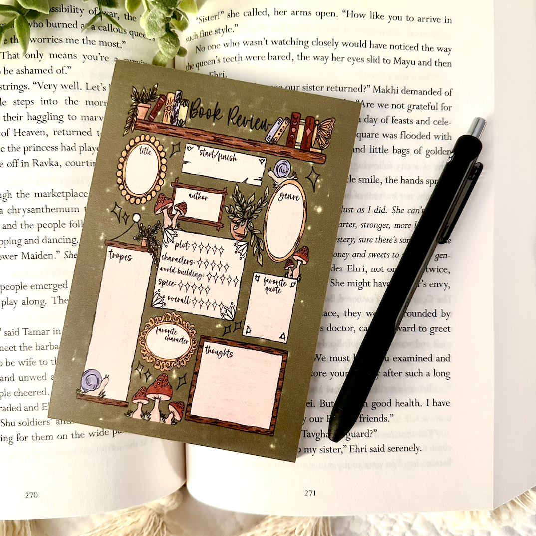 Boho Book Review Post It Notepad