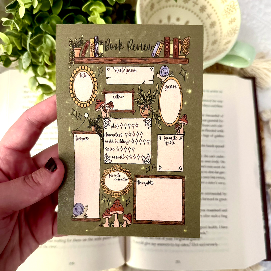 Boho Book Review Post It Notepad